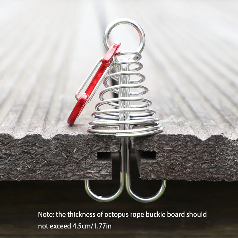4pcs Outdoor Camping Octopus Wind Rope Fixing Buckle Wooden Deck Gap Fixing Nail with Spring Tent Wind Rope Hook