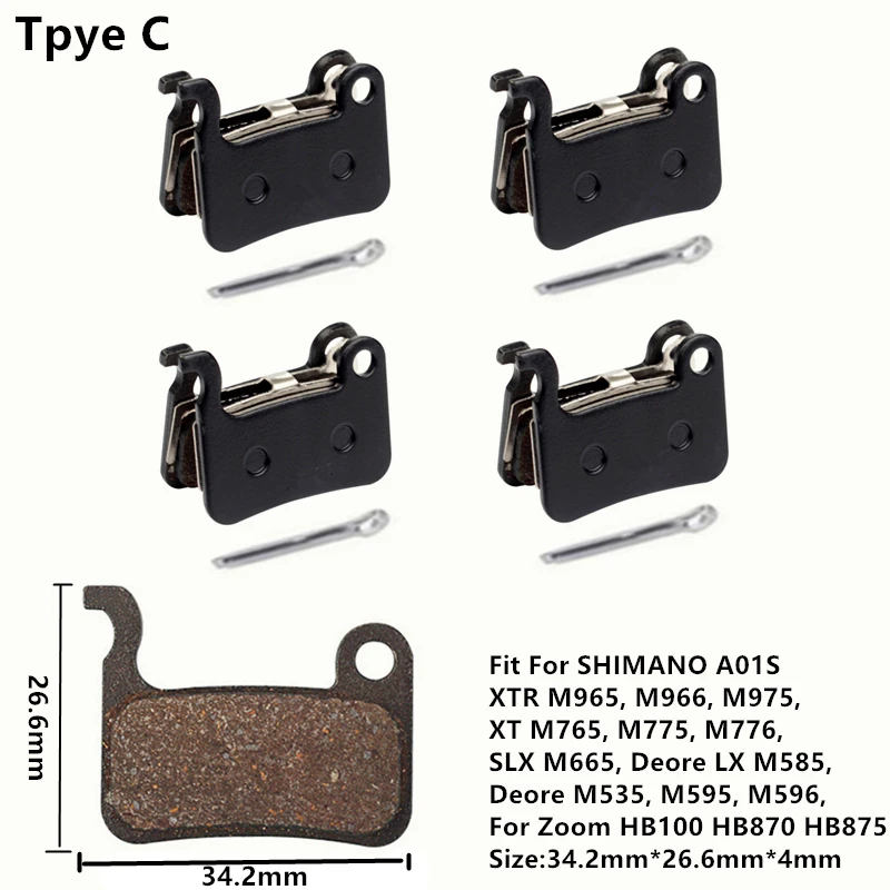 4Pairs Bike MTB Semi-Metallic Disc Brake Pads For Shimano B01S G01S A01S XTR XT SLX Deore Sram Guide Level HRD Red Etap Magura