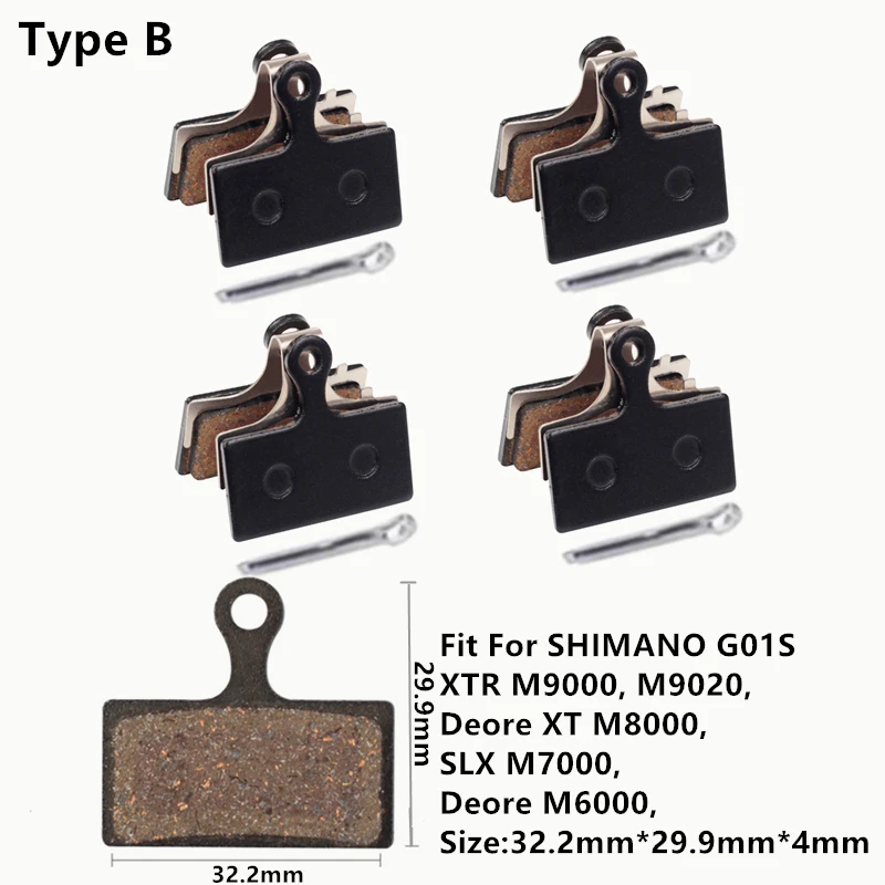 4Pairs Bike MTB Semi-Metallic Disc Brake Pads For Shimano B01S G01S A01S XTR XT SLX Deore Sram Guide Level HRD Red Etap Magura