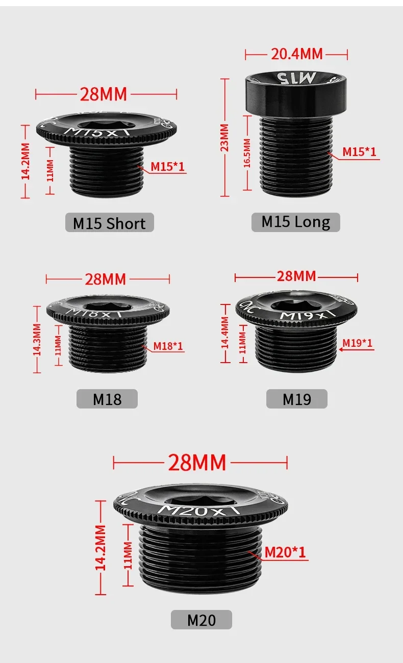 MUQZI MTB Bike M15 M18 M19 M20 Cranks Screw CNC 7075 Aluminum Alloy Crankset Cover Cycling Parts For Crank Bolt Cap