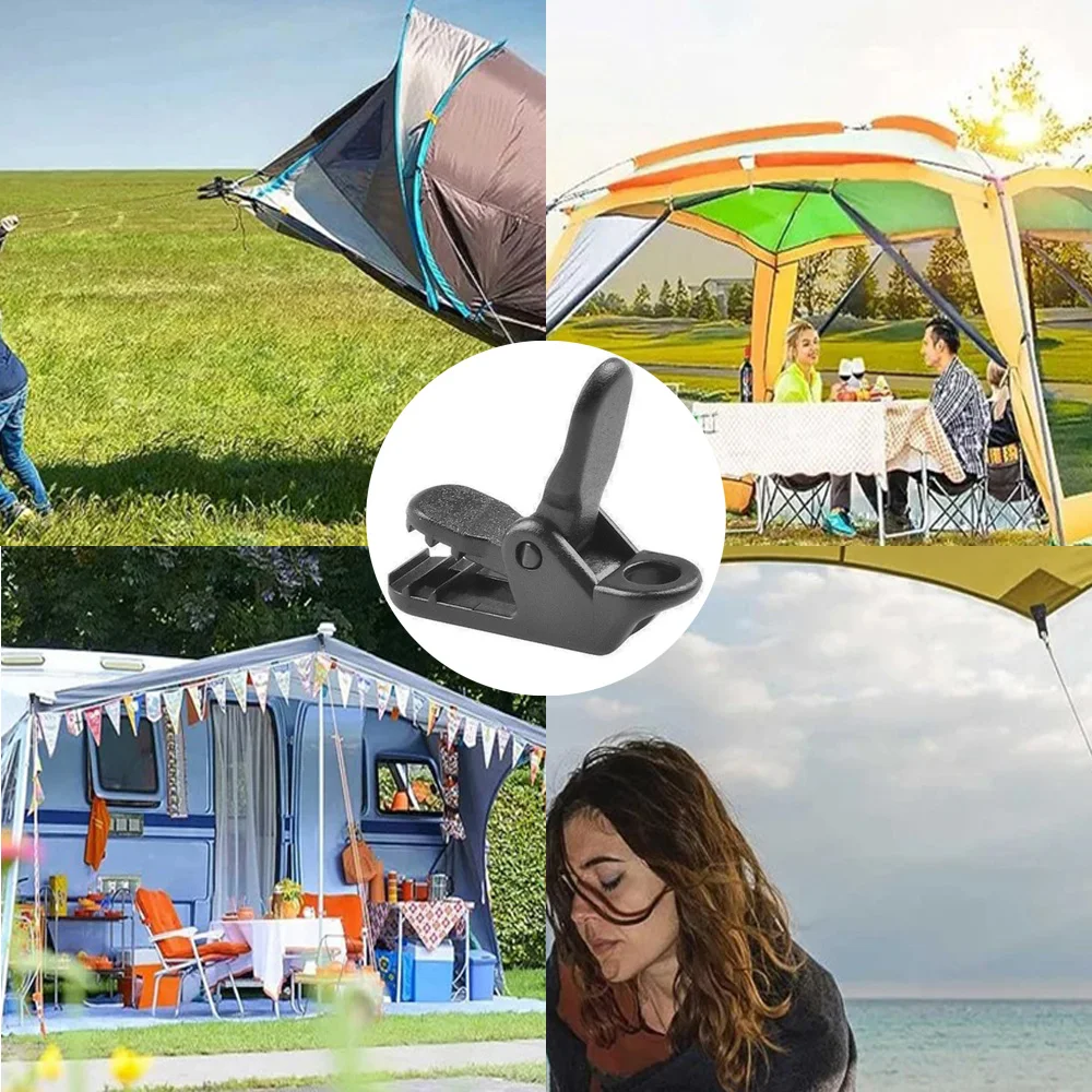 10 Pcs Windproof Clamp Set Survival Grommet Tent Clips Buckle Awning Tarp Fixed Outdoor Camping Tent Accessories Plastic Hook