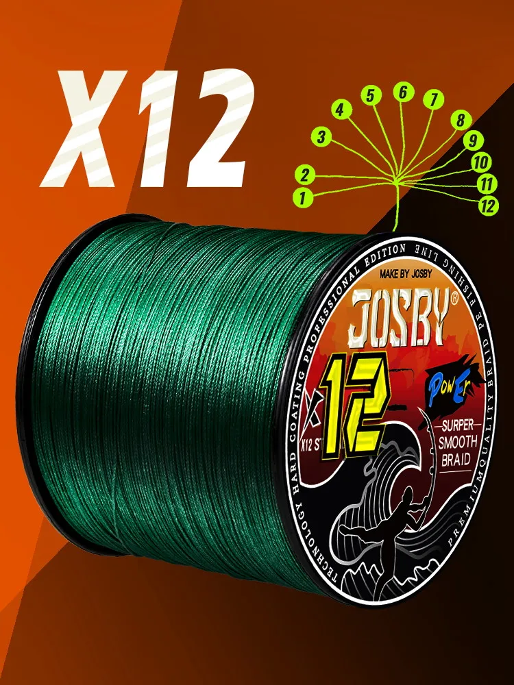 JOSBY Fishing Lines 12 Strands Braided PE 300m 500m 1000m Japan Multifilament  Carp Fly Fishing Wire Strong 12X Weave Pesca