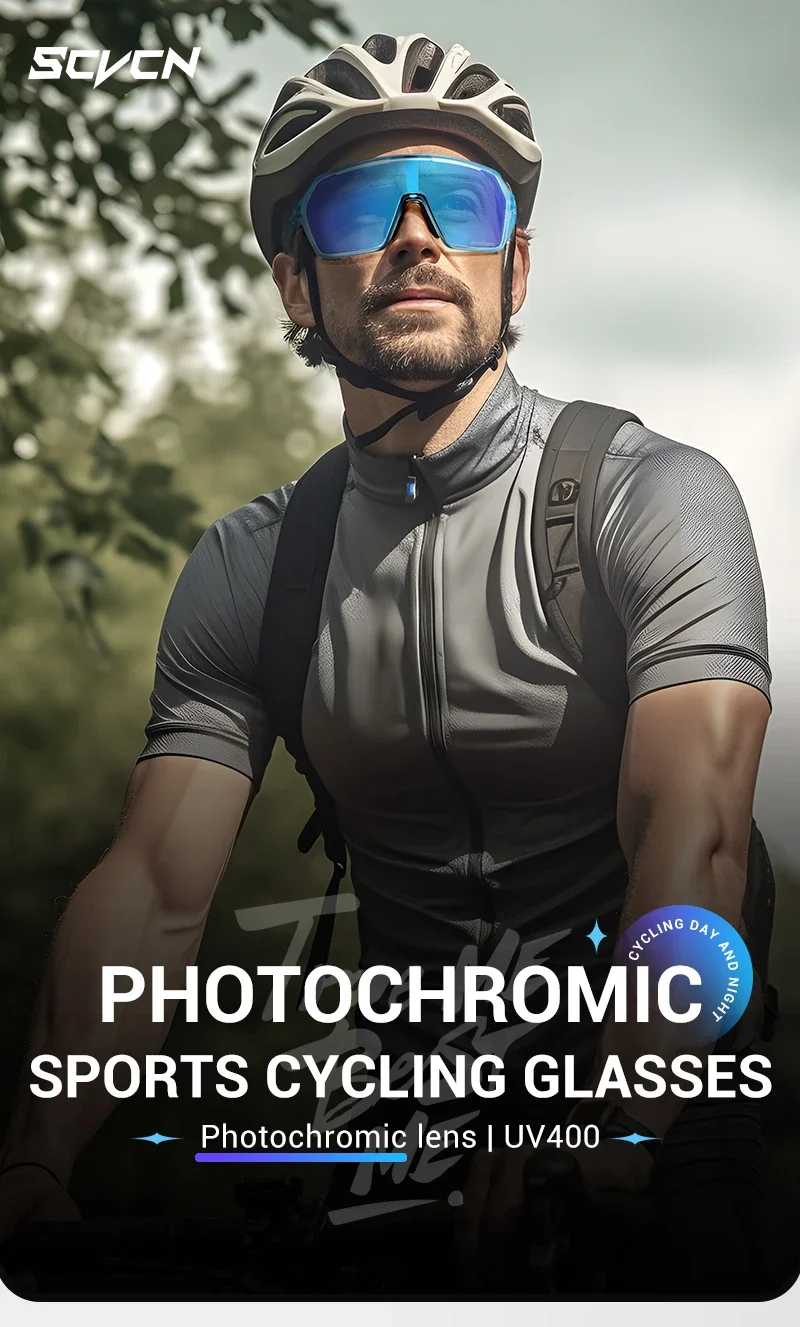 SCVCN Photochromic Cycling Sunglasses MTB Glasses Outdoor Road Bike Cycling UV400 Eyewear Men Women Bicycle Sports Hiking 2024