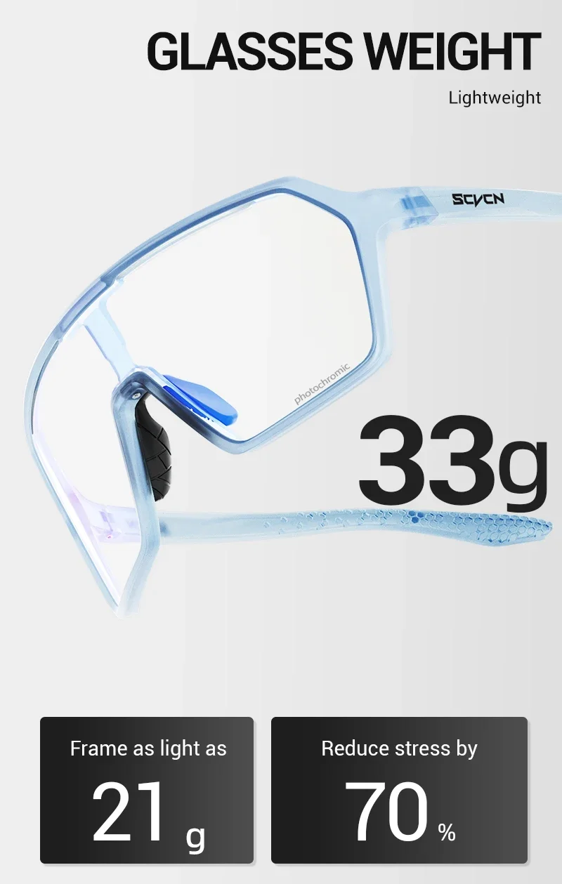 SCVCN Photochromic Cycling Sunglasses MTB Glasses Outdoor Road Bike Cycling UV400 Eyewear Men Women Bicycle Sports Hiking 2024