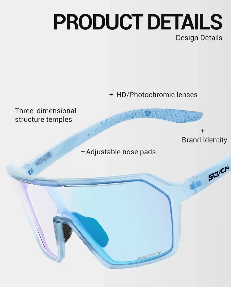 SCVCN Photochromic Cycling Sunglasses MTB Glasses Outdoor Road Bike Cycling UV400 Eyewear Men Women Bicycle Sports Hiking 2024