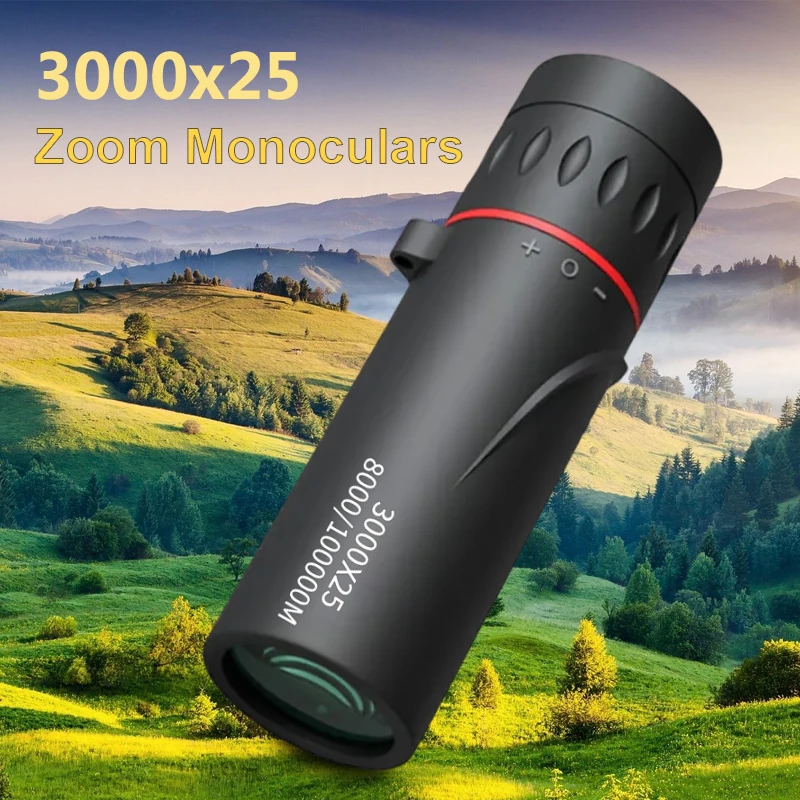 3000x25 monocular HD remote professional monocular, mini portable telescope, suitable for outdoor camping and hunting