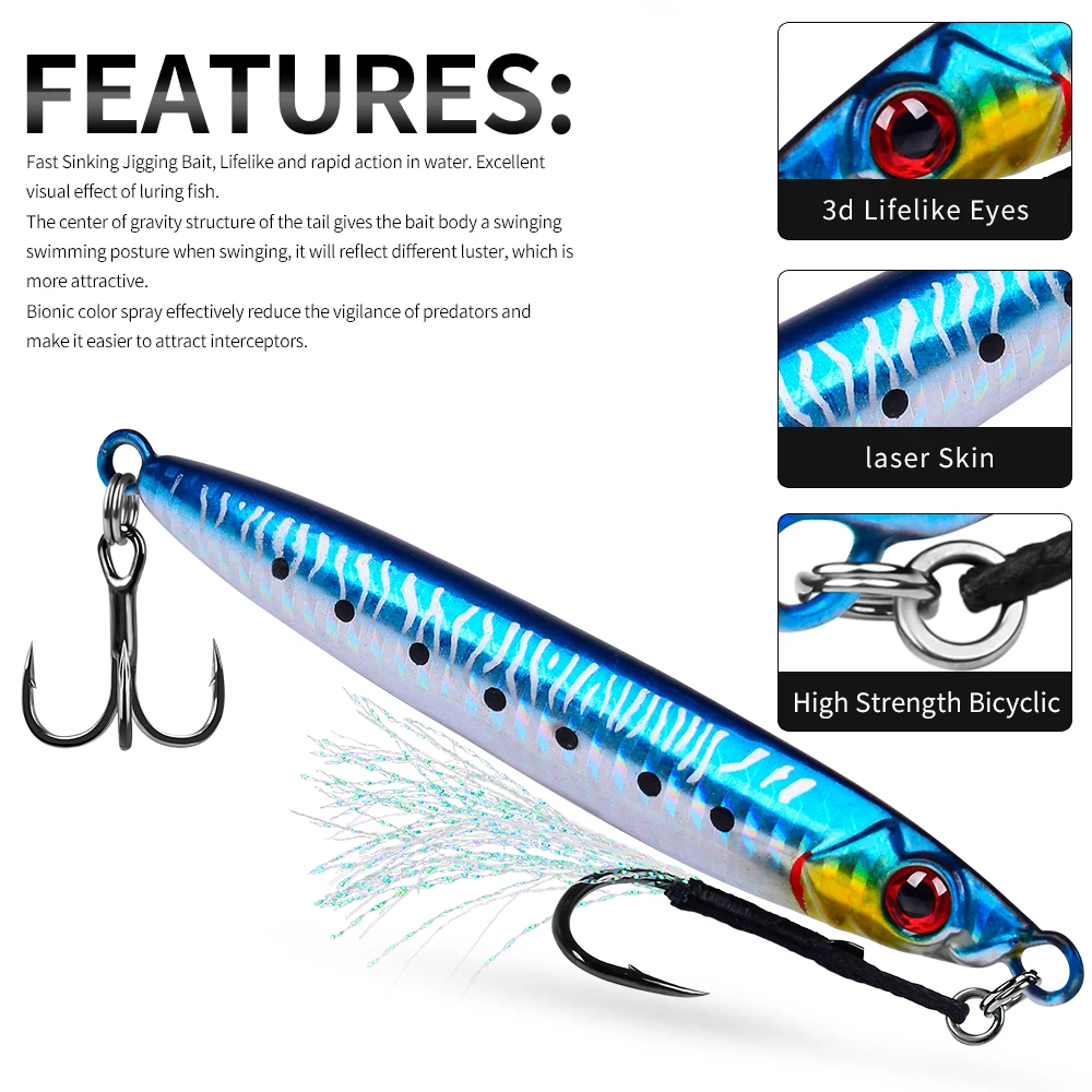 Proberos 1pc Saltwater Jigs Speed Jigging Slow Jigging Pitching Lures, Vertical Jigging Artificial Lures Jigging Lure Fishing Ji