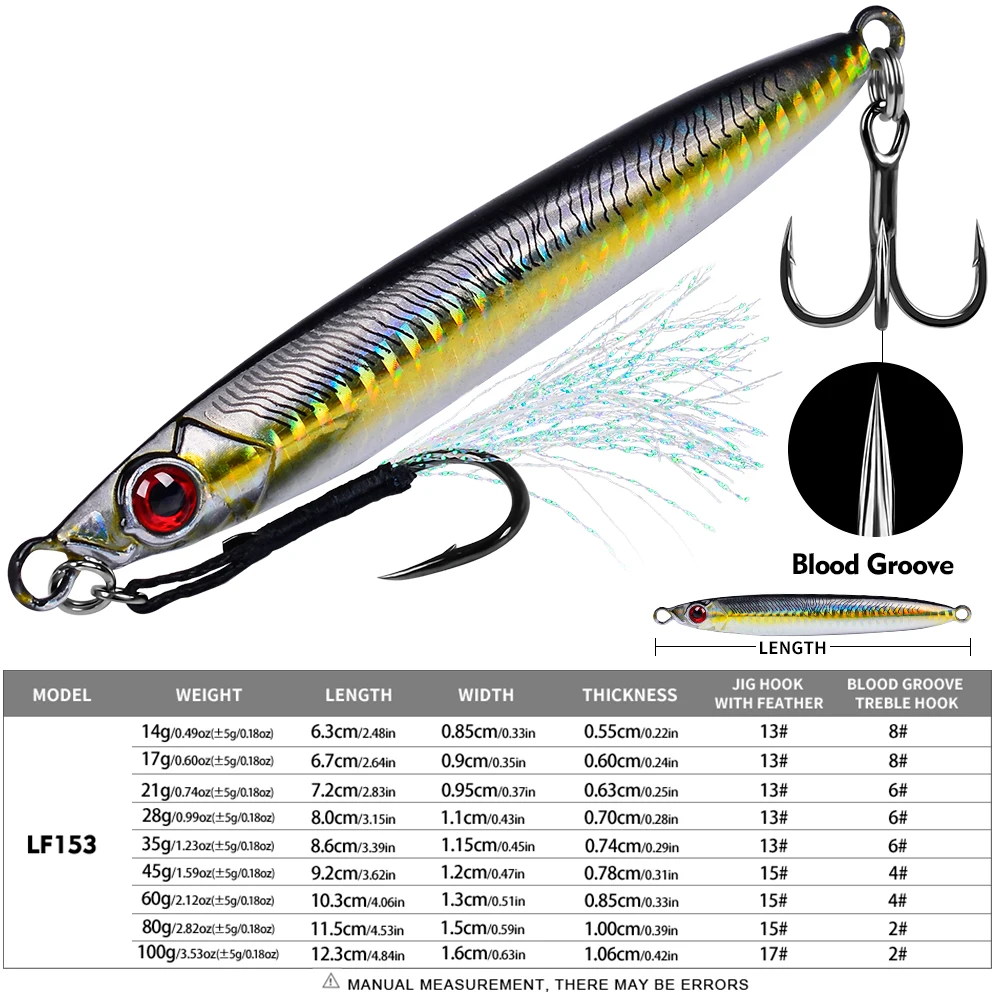 Proberos 1pc Saltwater Jigs Speed Jigging Slow Jigging Pitching Lures, Vertical Jigging Artificial Lures Jigging Lure Fishing Ji