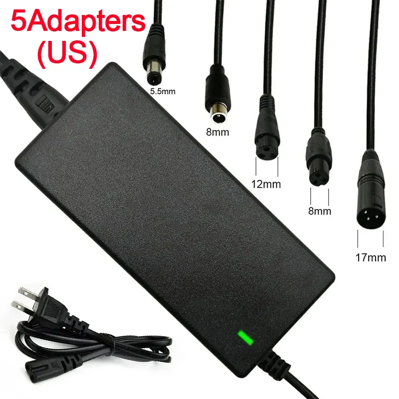 42V 2A Lithium Battery Charger Balance Bike Electric Scooter Power Adapter Universal 5Plugs For 36 25.9V 24V Lithium Battery