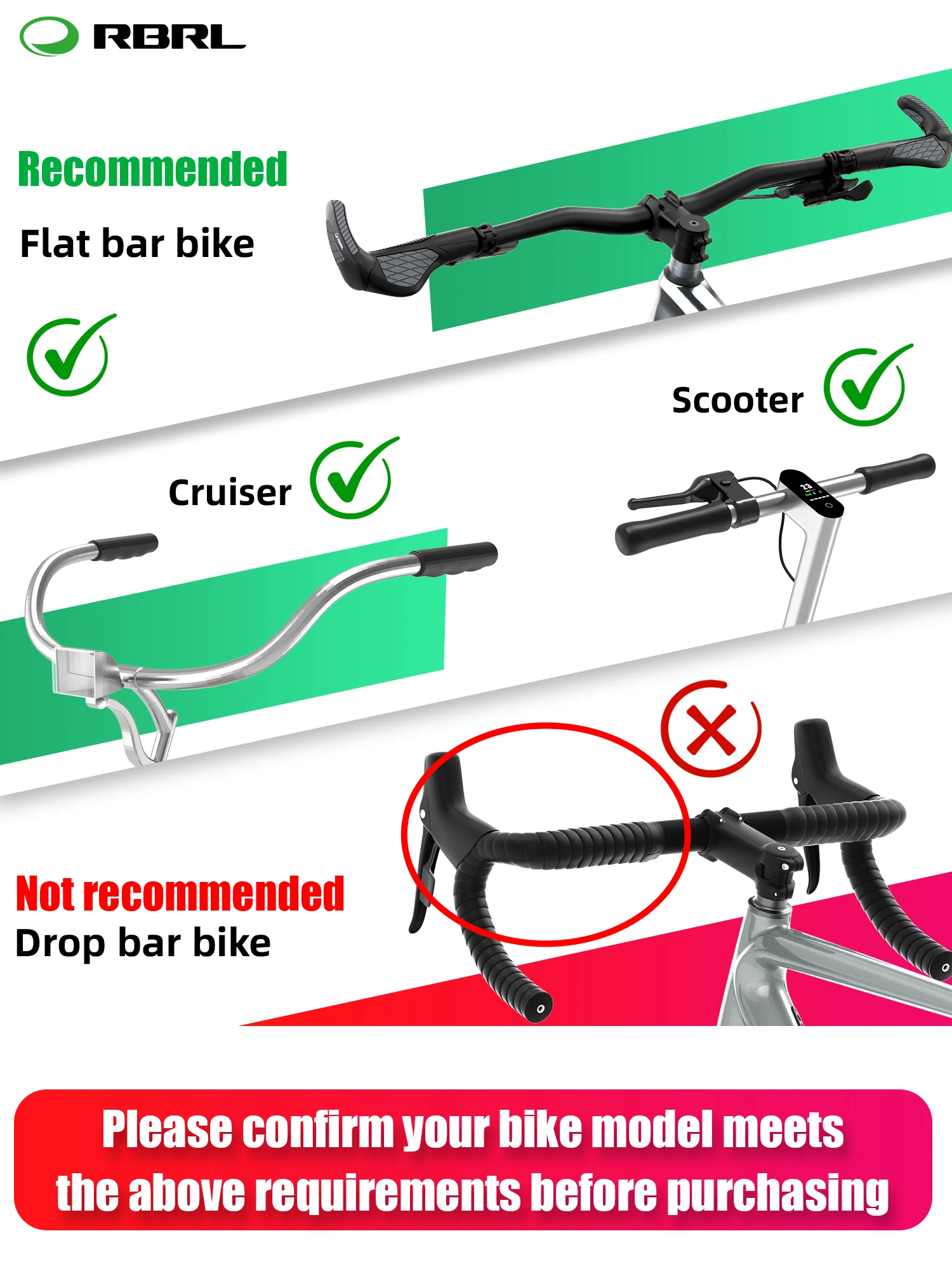 RBRL Bicycle Handlebar Rearview Mirror Automotive-Grade Wide Angle Ultra Clear Bike Mirror 360 Rotatable for Electric Scooter