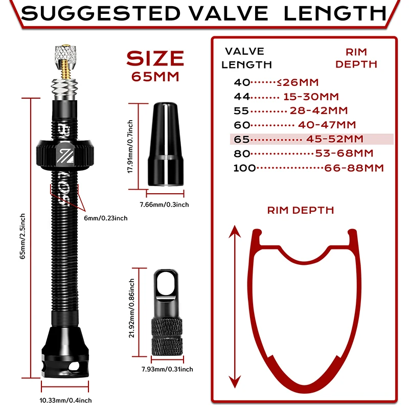 BUCKLOS Bicycle Tubeless Valve 40/44/55/60/80/100MM Bike Valve Cap Bicycle Valves Adapter F/V To A/V Road Bike Presta Valves