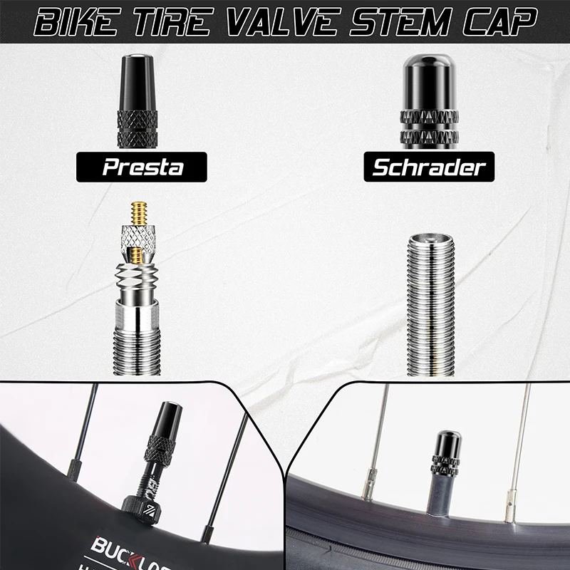 BUCKLOS Bicycle Tubeless Valve 40/44/55/60/80/100MM Bike Valve Cap Bicycle Valves Adapter F/V To A/V Road Bike Presta Valves