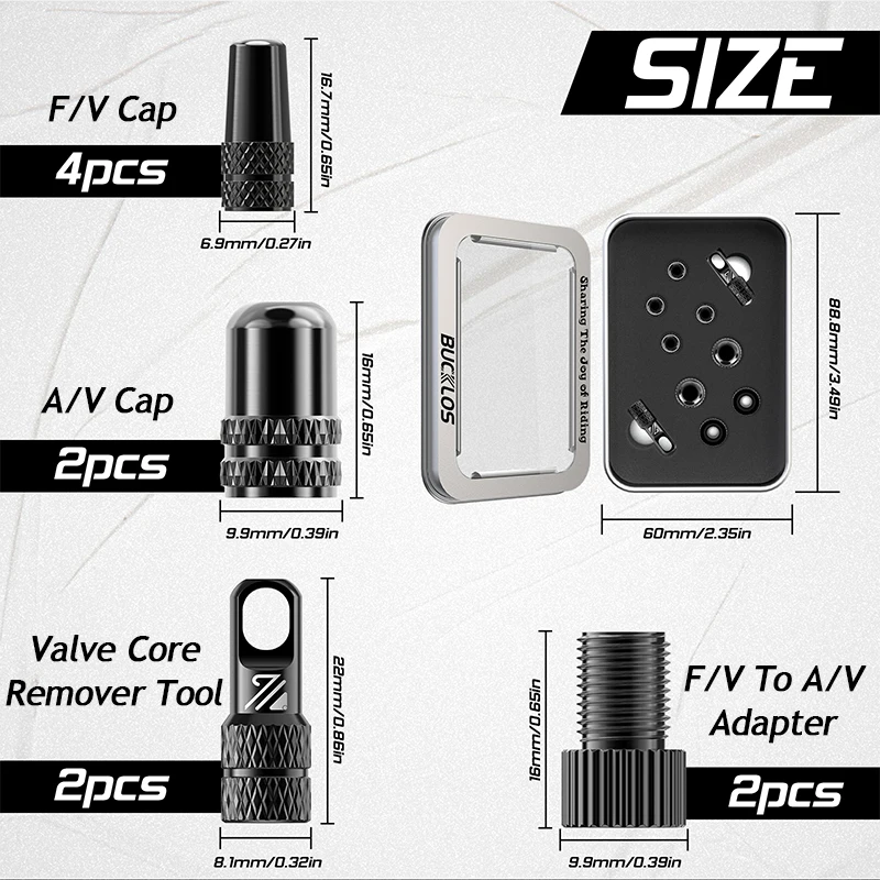 BUCKLOS Bicycle Tubeless Valve 40/44/55/60/80/100MM Bike Valve Cap Bicycle Valves Adapter F/V To A/V Road Bike Presta Valves