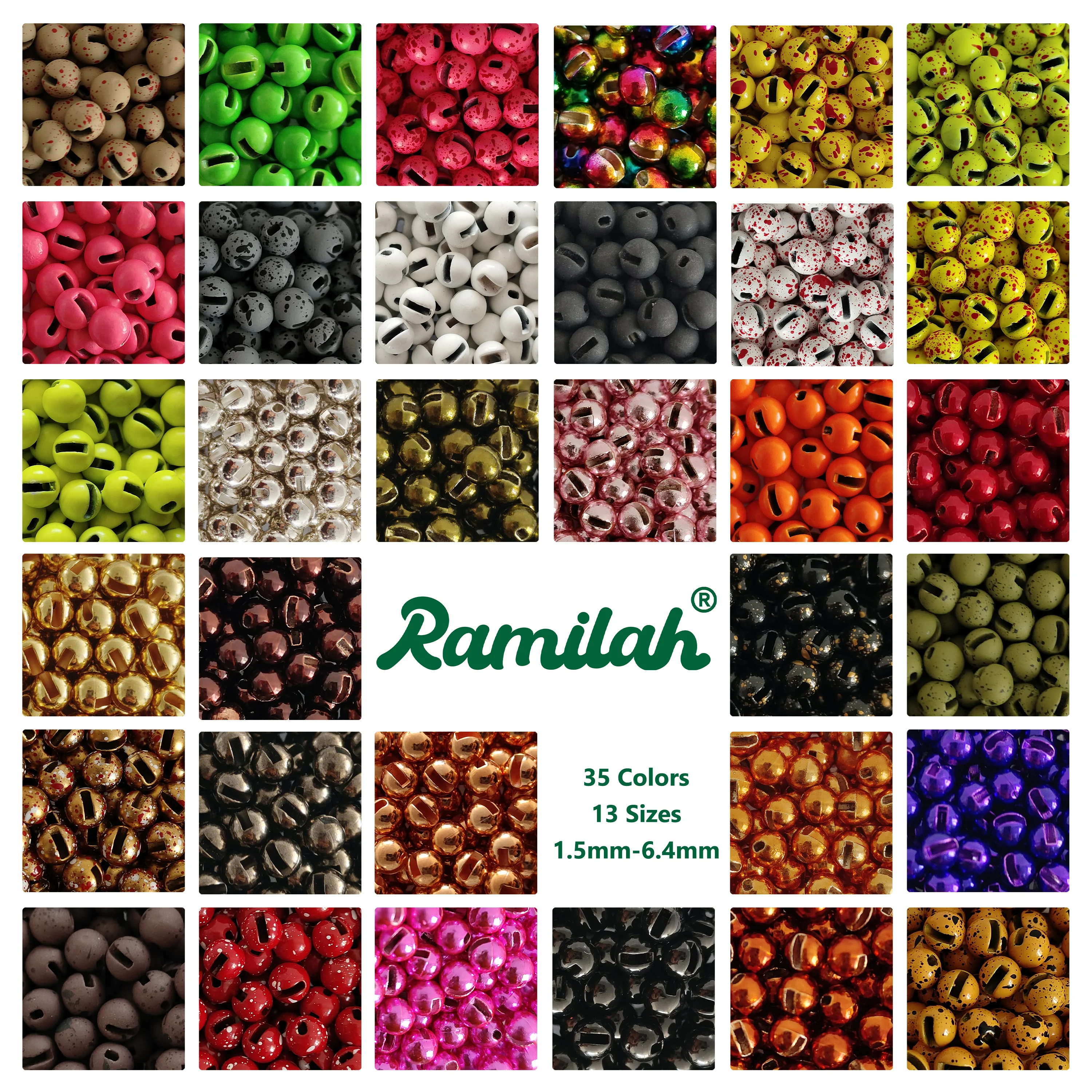 100 Pieces 32 Colors 1.5-3.5mm Slotted Tungsten Beads for Fly Tying