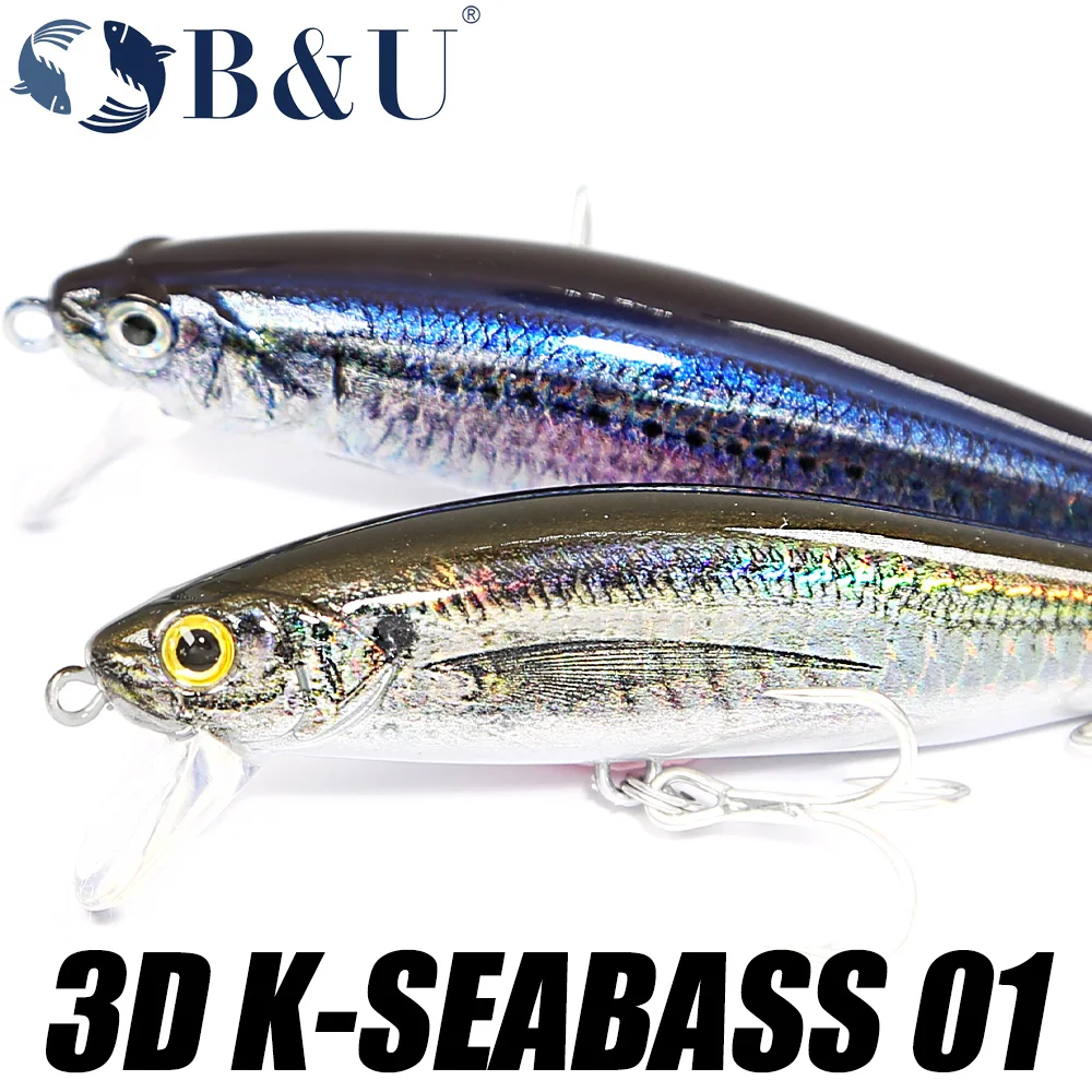 B&U 80mm Sinking Minnow Hard Lure Jerkbait Saltwater Long Casting Distance Fishing Lures Sea Artificial Bait Wobblers Sea Bass