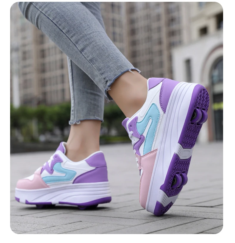 Children's Outdoor Sports Roller Skates Shoes Single Row Wheel kids Sliding Shoes four-Wheel for boys and grils