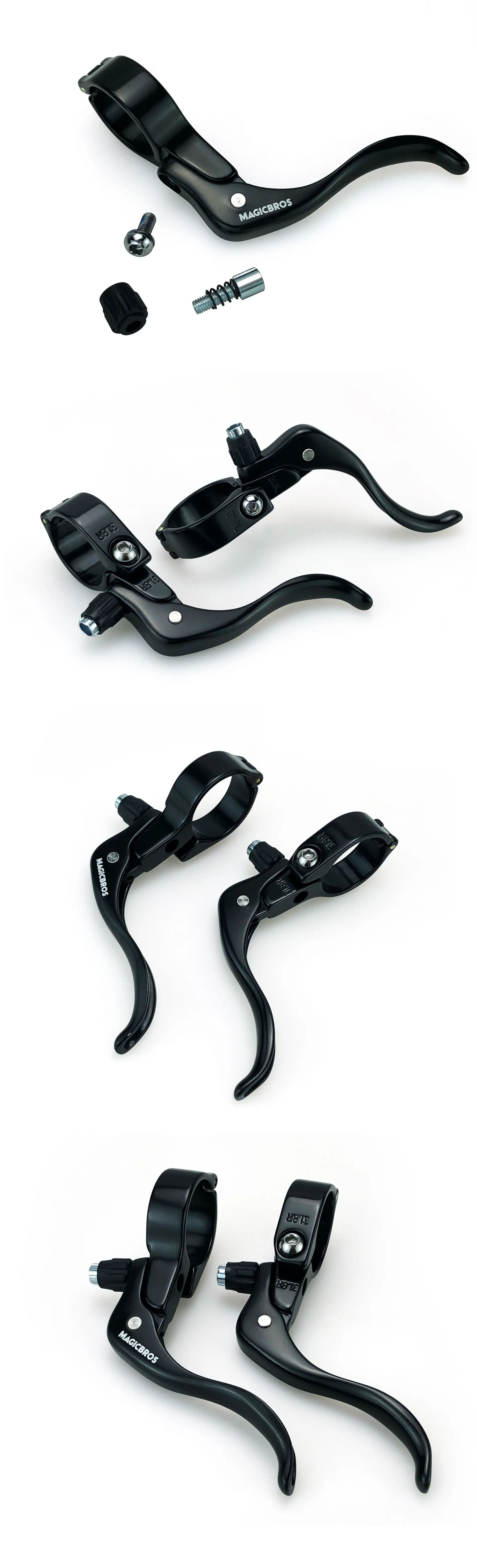 MAGICBROS Bike Brake Levers 22.2/31.8mm for MTB/Road/Fixie Bicycle, Ergonomic Dual-Control Bicycle Handlebar Bicycle Accessories