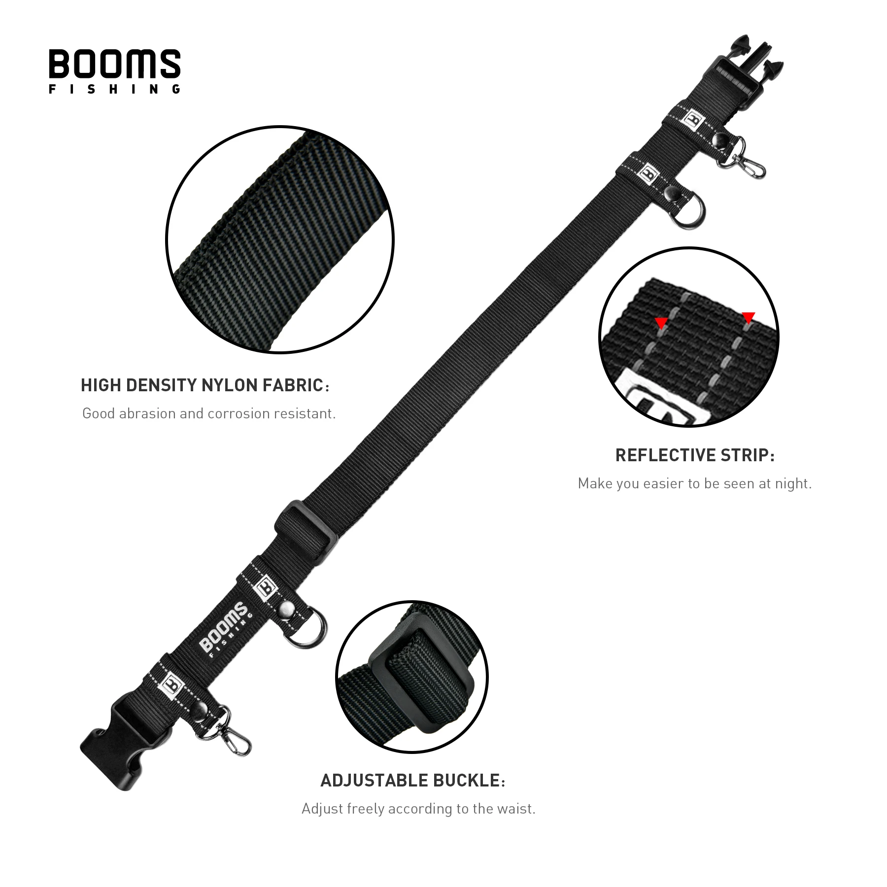Booms Fishing FB2 Multi-function Nylon Belt Rod Holder Portable Pole Inserter Fishing Rod Pesca Rack Quick Belt Holder Inserting