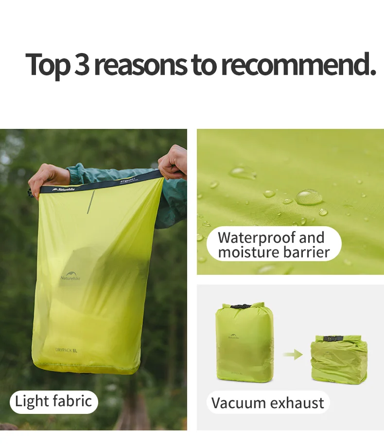 Naturehike Rolled Storage Bag Outdoor Travel Hiking Lightweight Waterproof Vacuum Compression Dispenser Bags Portable Organizer