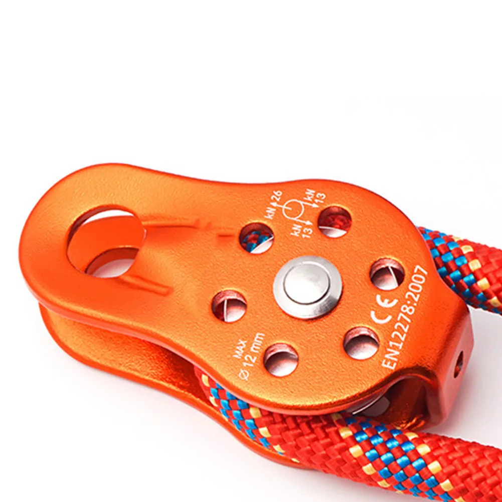 Rock Climbing Single Pulley 26KN Aluminum Alloy Heavy Duty Single Swivel Suitable for 12MM Rope Multi-color Single Sale