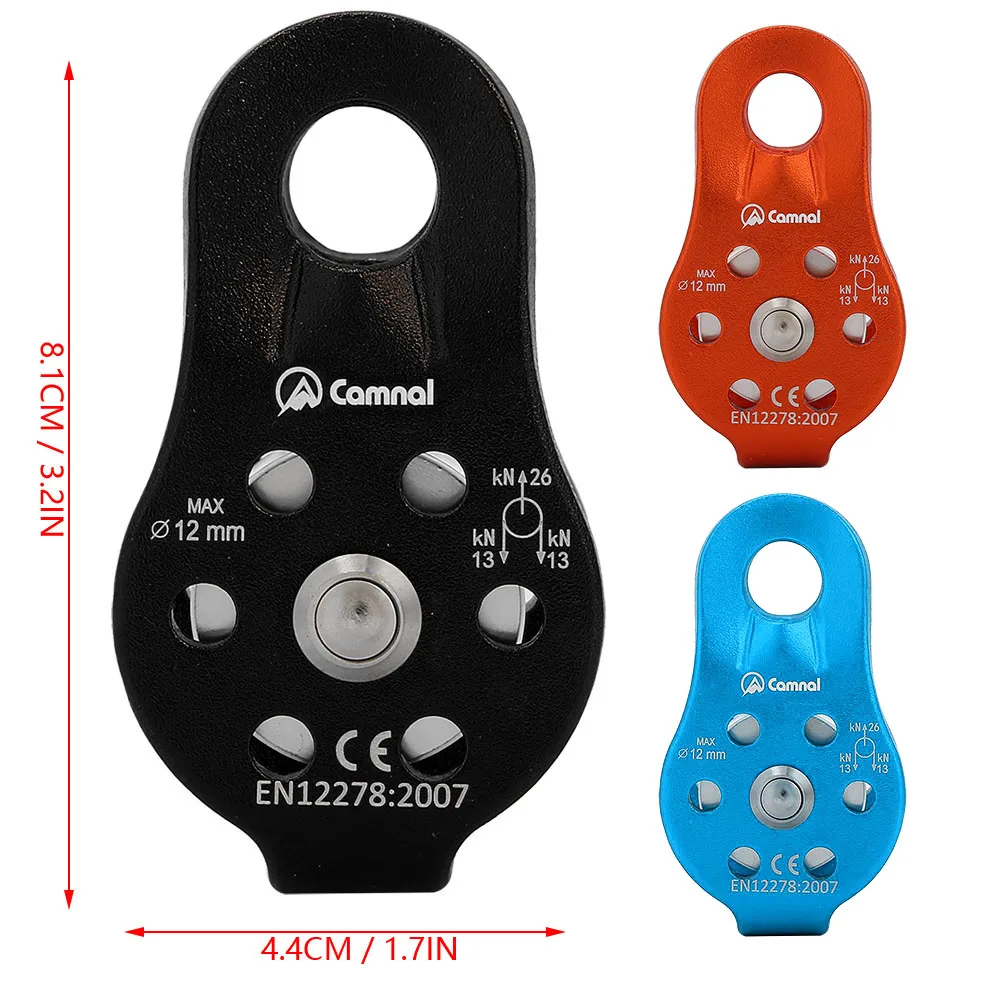 Rock Climbing Single Pulley 26KN Aluminum Alloy Heavy Duty Single Swivel Suitable for 12MM Rope Multi-color Single Sale