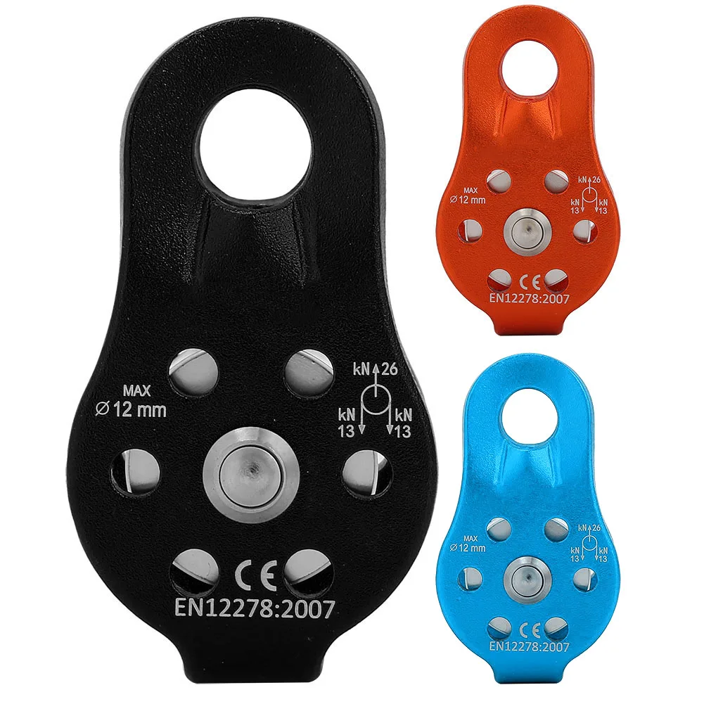 Rock Climbing Single Pulley 26KN Aluminum Alloy Heavy Duty Single Swivel Suitable for 12MM Rope Multi-color Single Sale