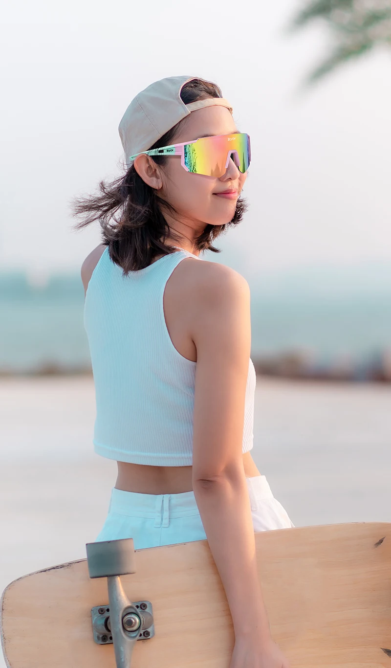 SCVCN Women Sports Sunglasses Pink Fashion Cycling Glassesfor Men Street Shades Driving UV400 Bike Bicycle Hiking Golf Baseball