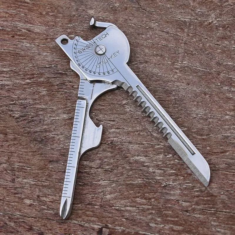 8-in-1 Multi-Tool Keychain for Camping & Survival | Folding Screwdriver, Bottle Opener | Compact Outdoor Utility Pliers with Key