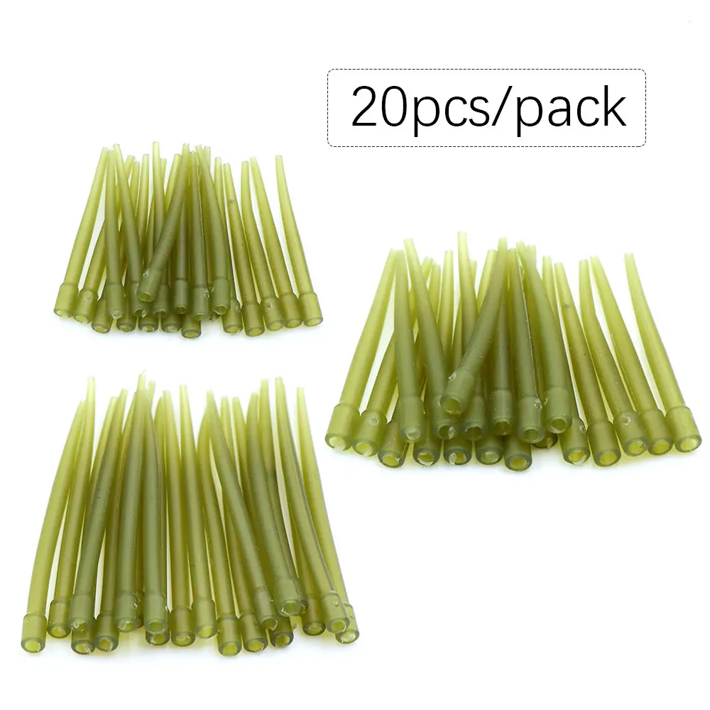 20pcs Carp Fishing Accessories Hair Rig Hooklink Anti Tangle Sleeve Rubber Tubing For Carp Rig Swivels Fishing Sleeve End Tackle
