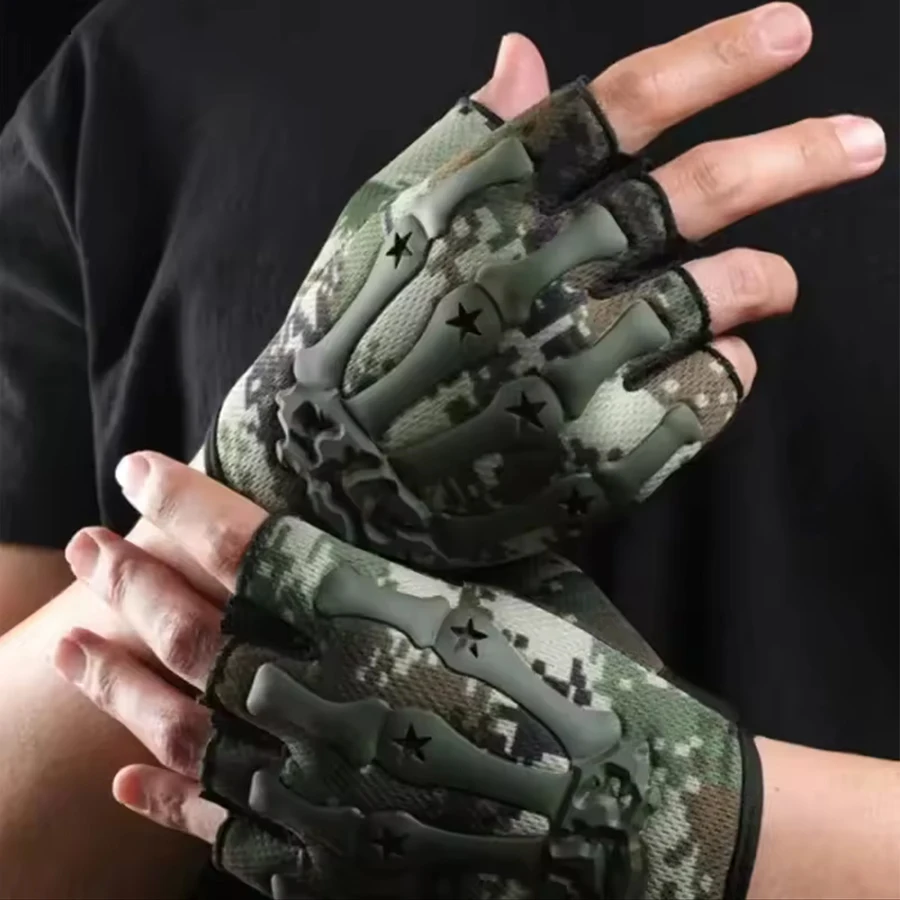 Outdoor Cycling, Half Finger, Men's and Women's anti Slip Tactics, Fitness, Mountain Climbing, Fishing, Half Finger, Bicycle Glo