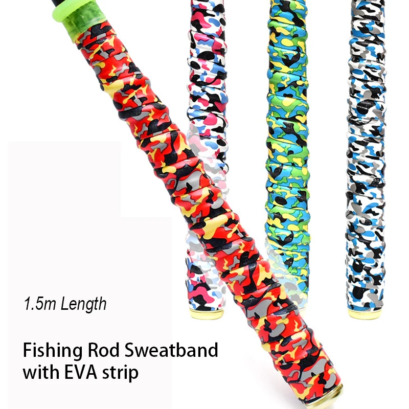 1.5m Anti-slip Camo Fishing Rods Band Tennis Overgrips Sweatband Badminton Racket Grips Sweat Band Sweat-absorbing Grip Tape