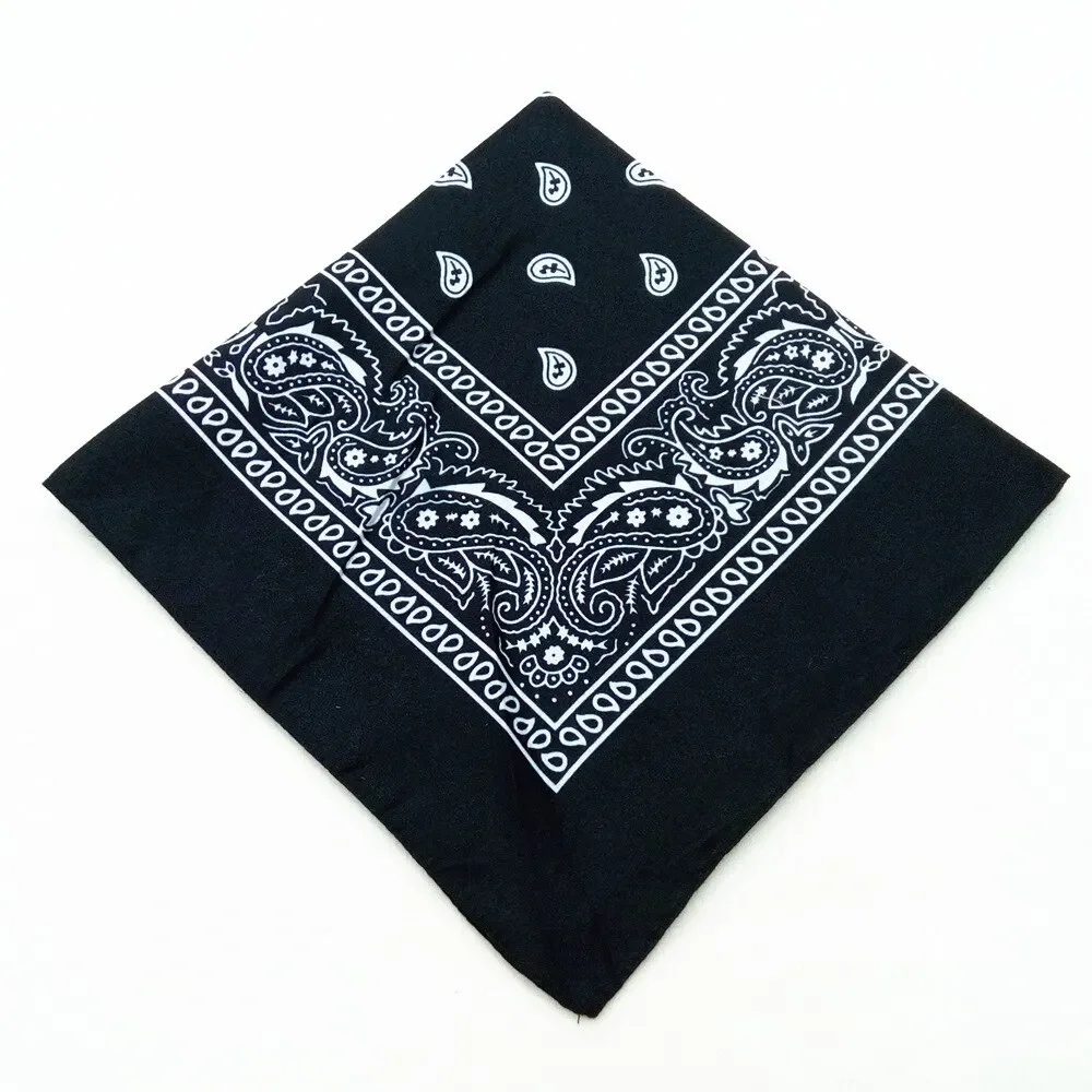 1/10pcs Fashion Hip Hop 100% Cotton Bandana Square Scarf 55cm*55cm Black Red Paisley Headband Printed For Women/Men/Boys/Girls