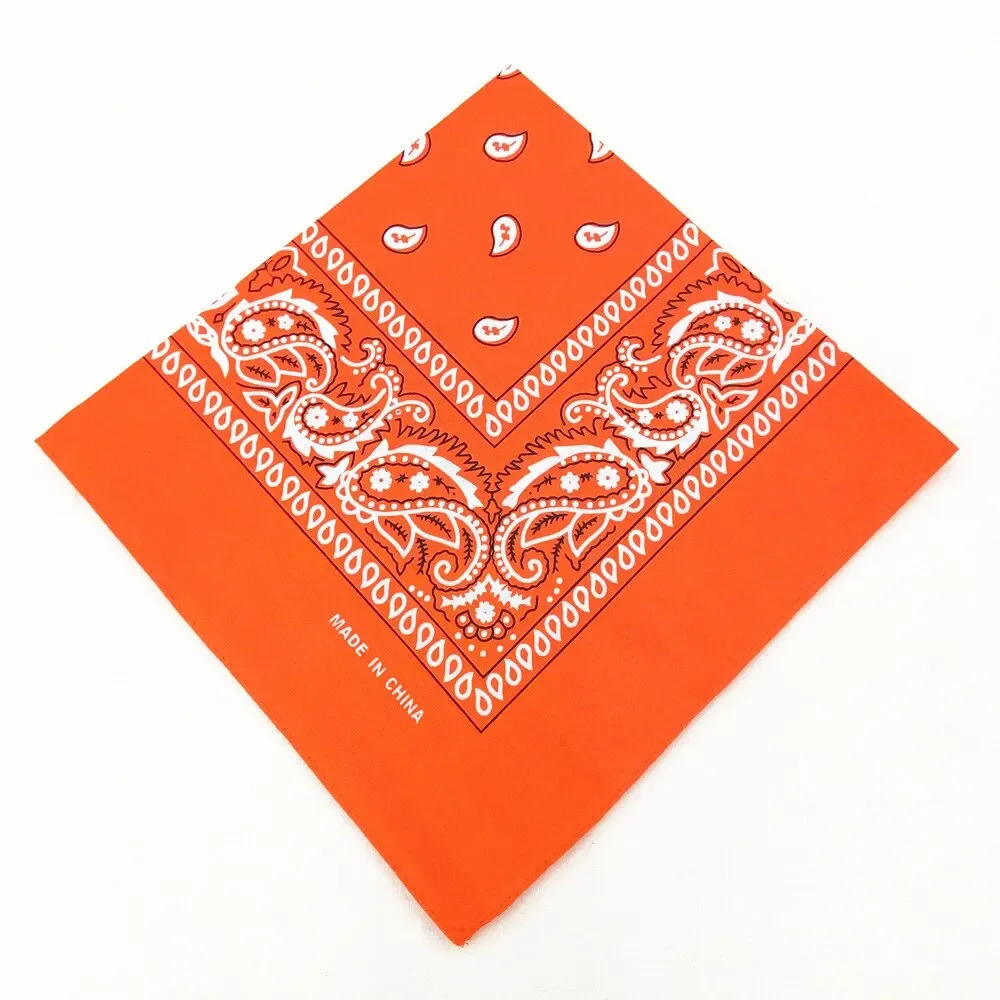 1/10pcs Fashion Hip Hop 100% Cotton Bandana Square Scarf 55cm*55cm Black Red Paisley Headband Printed For Women/Men/Boys/Girls