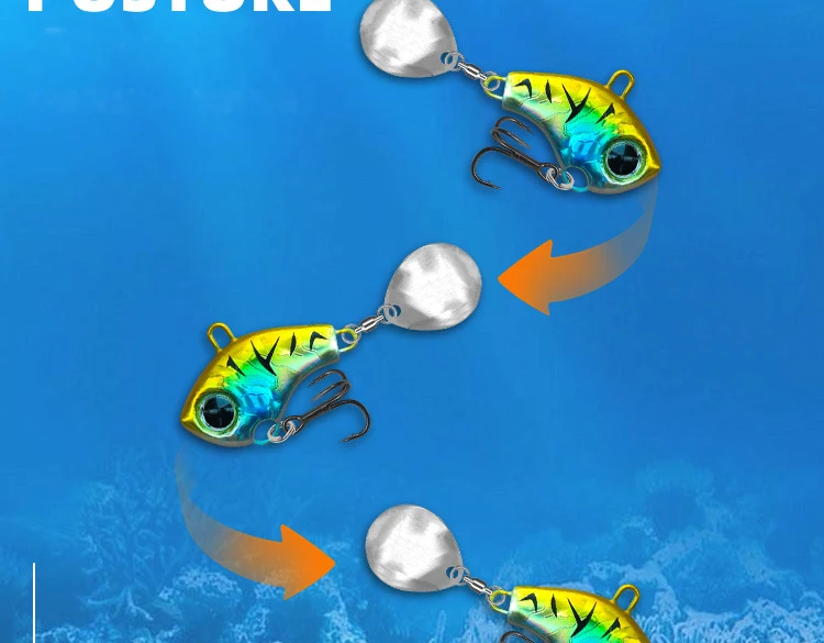 Testar Fishing Lures 5g 7g 10g 15g 20g Rotating Metal VIB Vibration Spinner Spoon Ice Fishing Jigs Trout Winter Fishing Baits