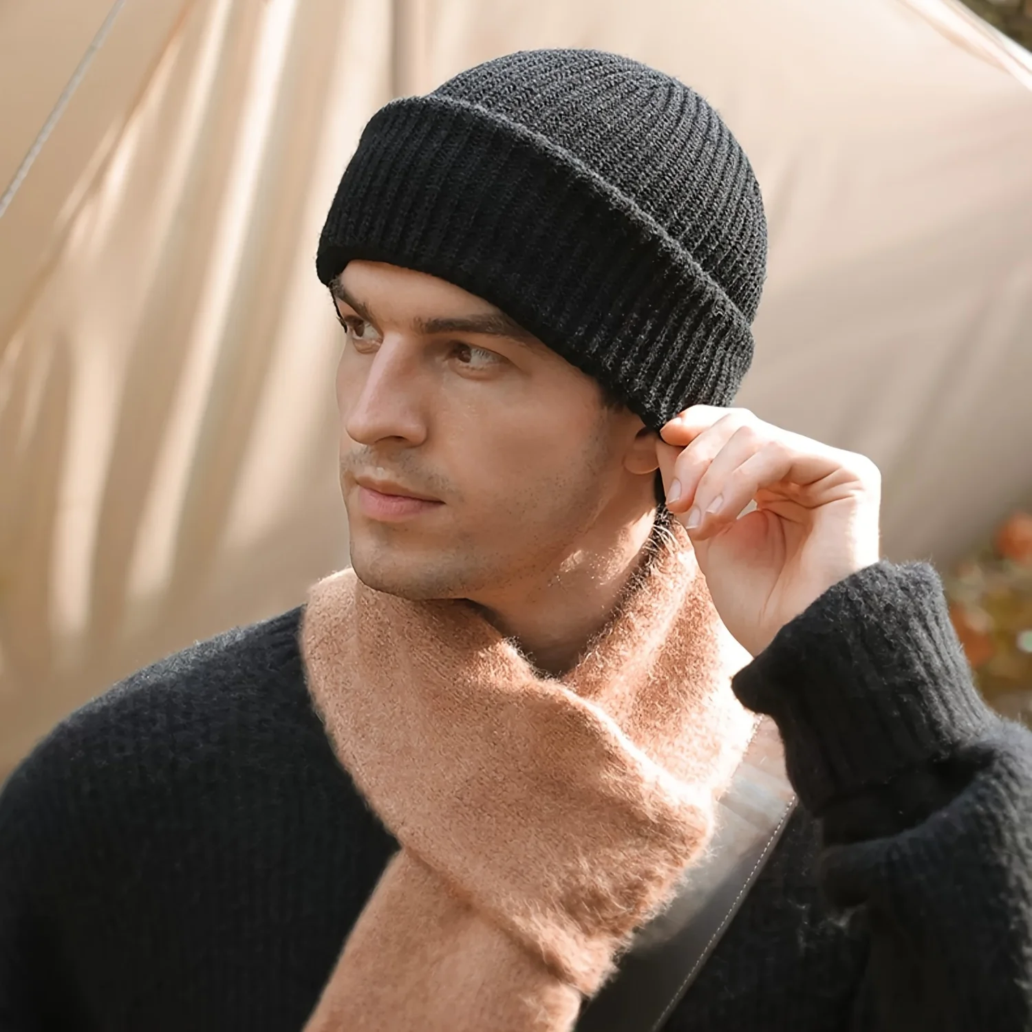 2In1 Winter Balaclava Beanie Hat Knitted Full Face Mask Warm Ski Tactical Cycling Cap Men Women Outdoor Sports Earmuffs Hat