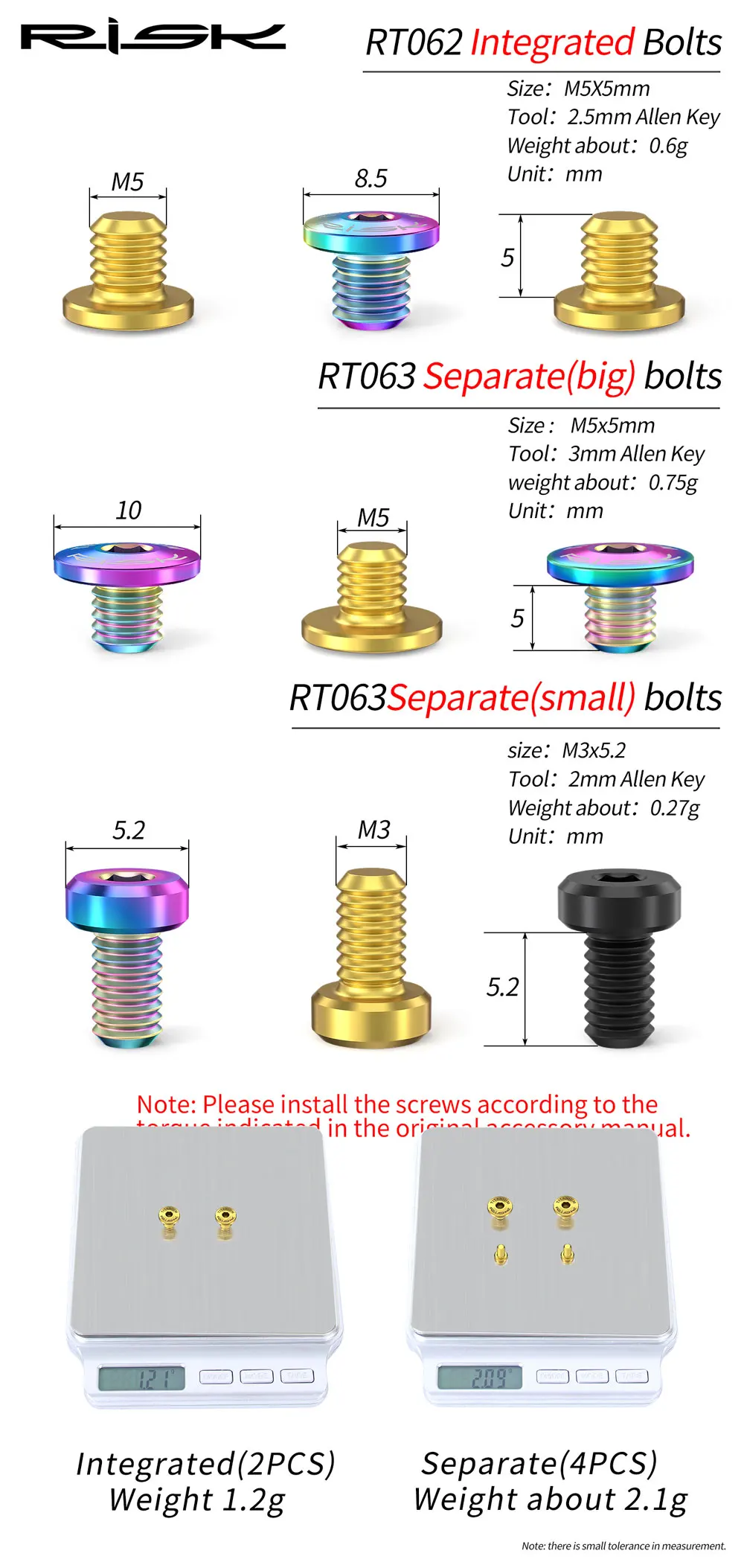 RISK Bicycle Titanium Alloy Screws Bike Cylinder Cap Screw Oil Disc Brake Lever Oil Injection Port XT XTR M615 M675 M785 M8000