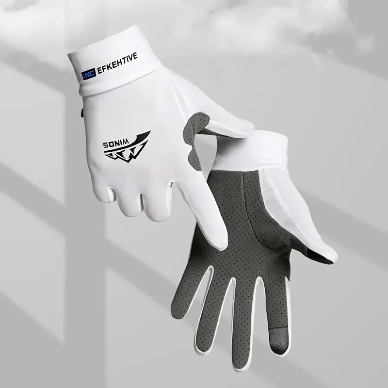 Ice Silk Gloves Breathable Lightweight Cycling Gloves Anti-Slip Sunscreen Full Finger Gloves Outdoor Fishing Driving Gloves