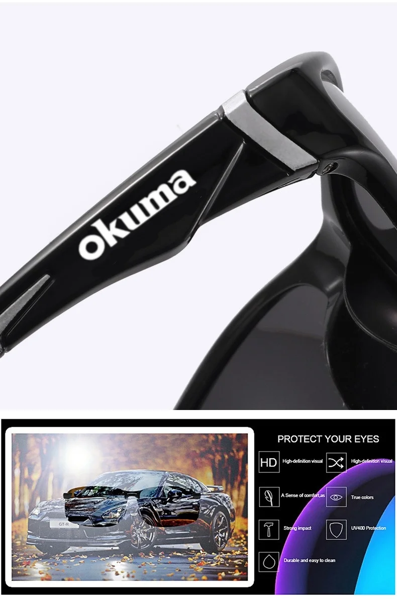 Okum Fashion Polarized Glasses UV400, Anti-UV, Anti-Glare, Strong Light, Suitable for Cycling, Driving, Fishing, Etc