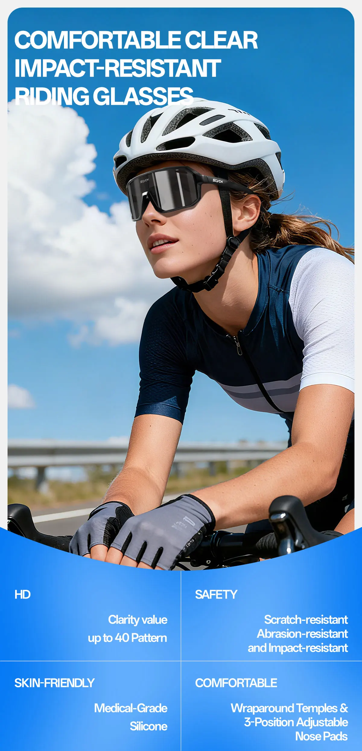 SCVCN Outdoor Cycling Glasses Men Bike UV400 Eyewear Sports MTB Road Goggles Bicycle Women Driving Hiking Climbing Sunglasses