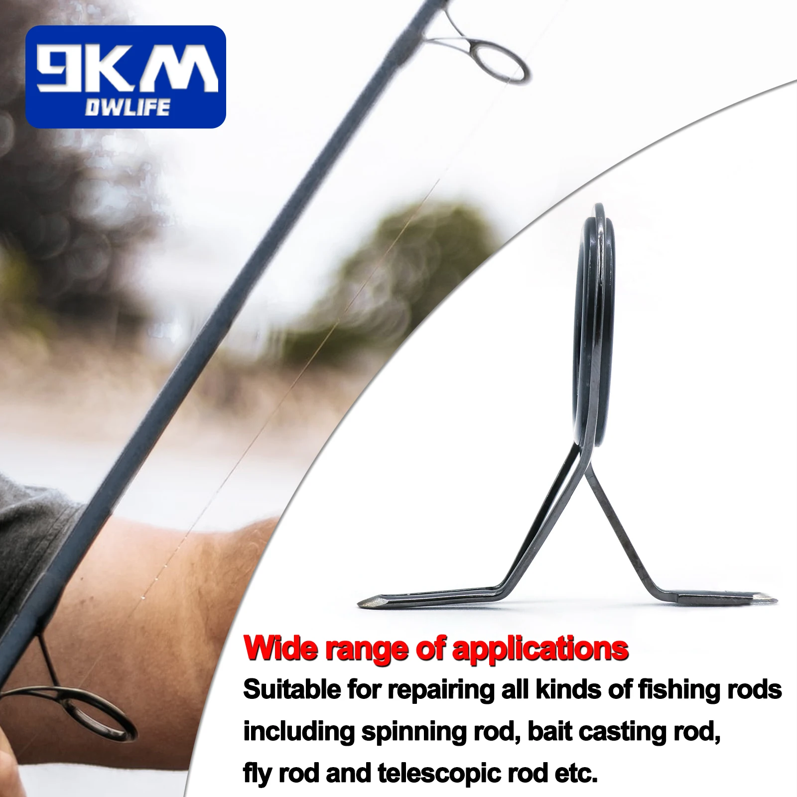 9KM Fishing Rod Guide 8~120Pcs Spinning Rod Repair Kit Stainless Steel Casting Rod Building Ceramics Ring Rod Replacement Set