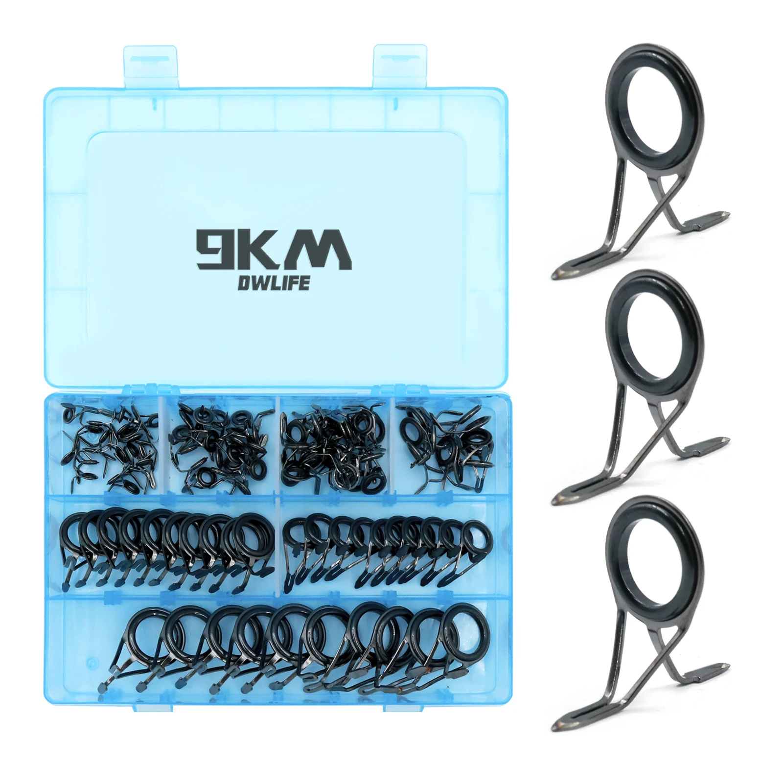 9KM Fishing Rod Guide 8~120Pcs Spinning Rod Repair Kit Stainless Steel Casting Rod Building Ceramics Ring Rod Replacement Set