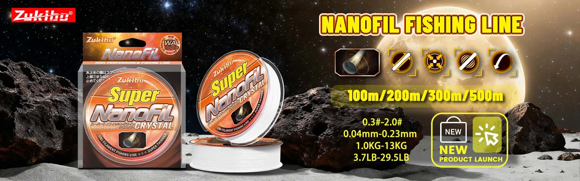 ZUKIBO Nanofil Crystal Unifilament Fishing Line Green Smooth Thin Line Abrasion Resistant Zero Memory for Spinning Reels