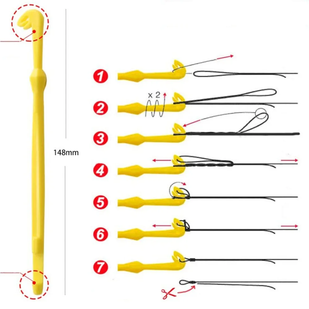 2PCS Loop Tyer and Hook Disgorger Tool, Fast Knot Tying Kit for Fishing Line, Durable Plastic Tool for Hook Removal and Loop