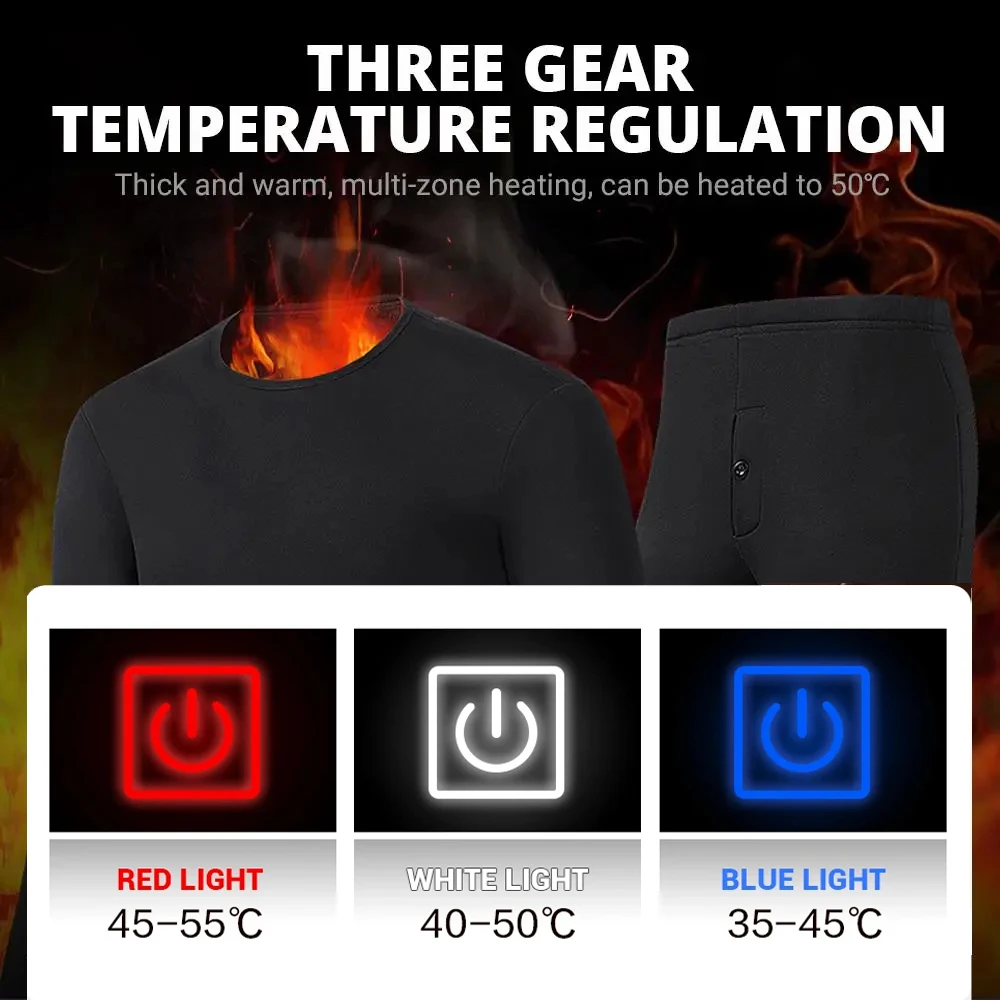 52 Areas New Heated Underwear Winter Thermal Underwear Women Men Heating Jacket Winter Accessories USB Electric Heating Clothes