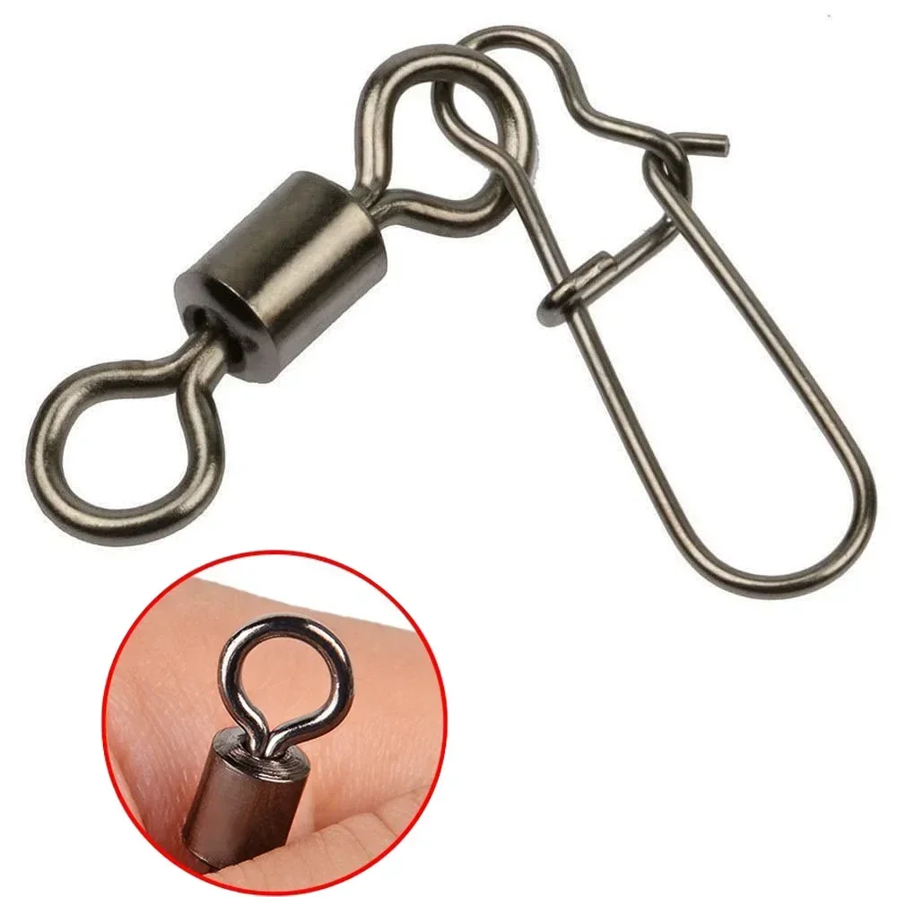 100pcs/box Swivel Snap Connector Pin Rolling Ring Fishing Tackle Buckle Hook Lure Kit Wire Connection 50pcs- 100pcs Bearing Gear