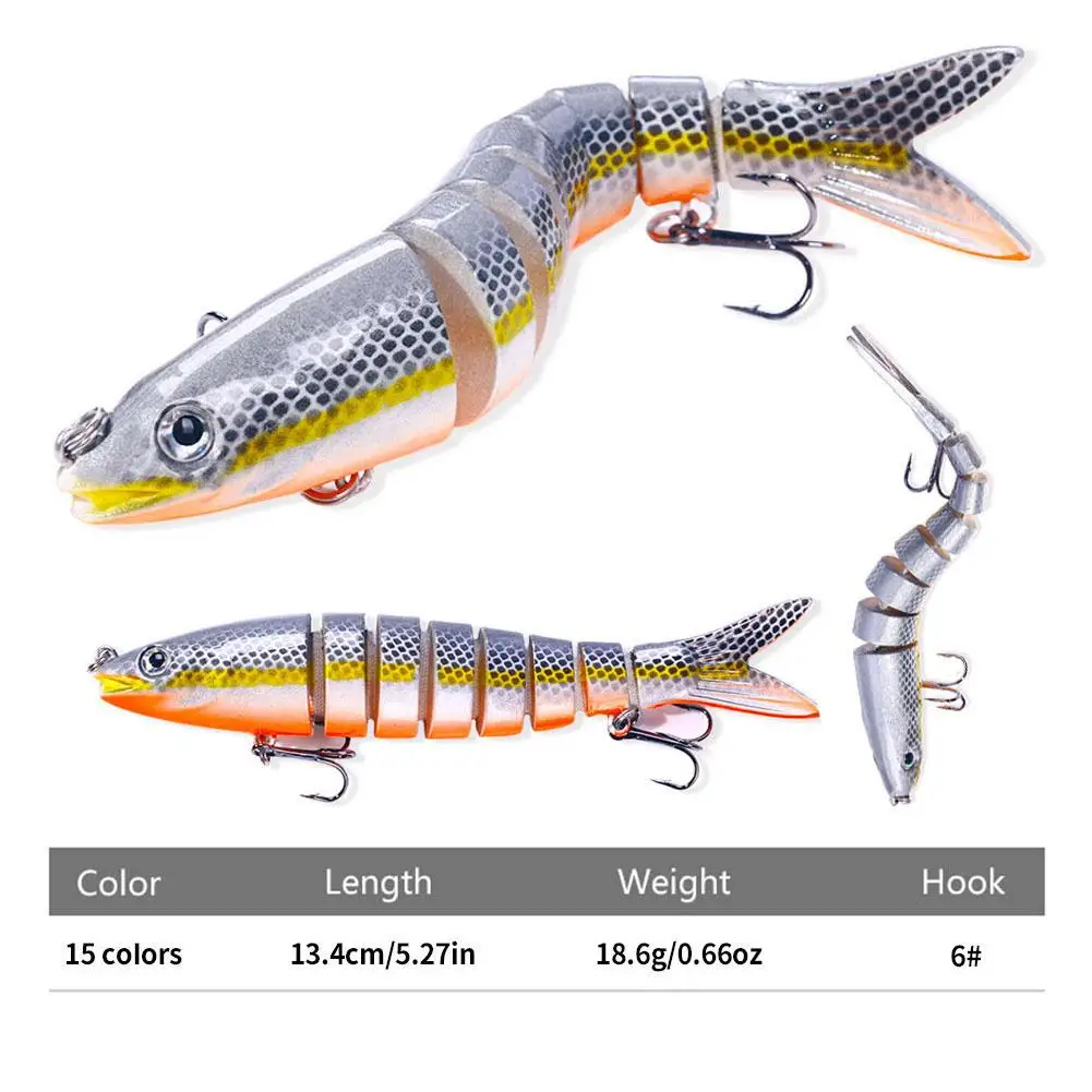 Multi Jointed Fishing Lure Slow Sinking Bionic Segmented Bait 13.4cm/18.6g Wobble Tackle for Freshwater Saltwater Pesca