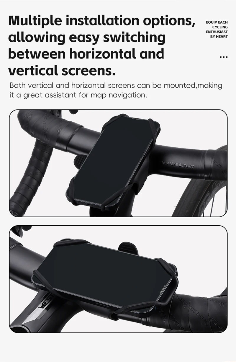 WEST BIKING Bicycle Cell Phone Holder Road Bike MTB Silicone Mobile Phone Holder Normal Shaped Handlebar Universal Accessories