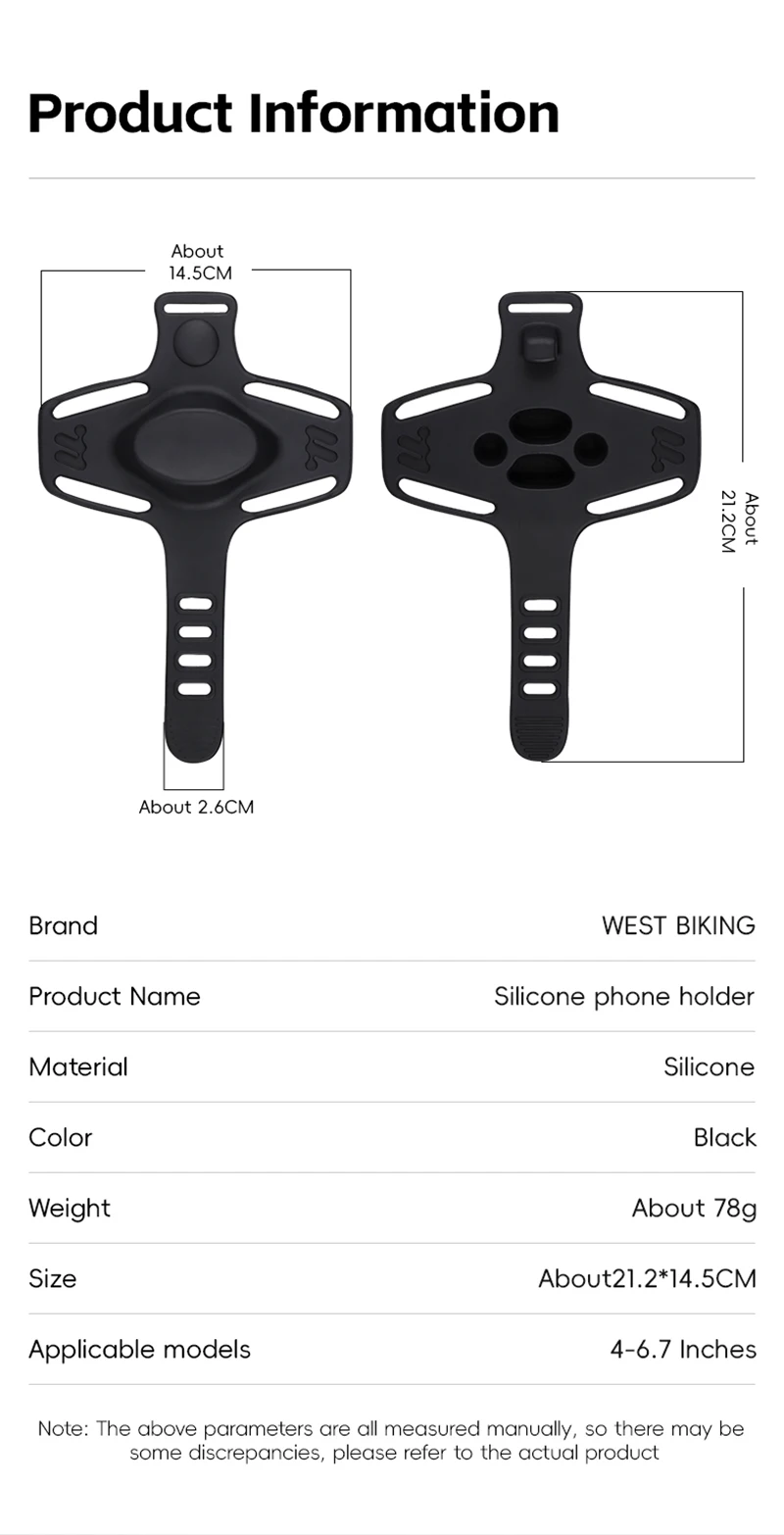 WEST BIKING Bicycle Cell Phone Holder Road Bike MTB Silicone Mobile Phone Holder Normal Shaped Handlebar Universal Accessories