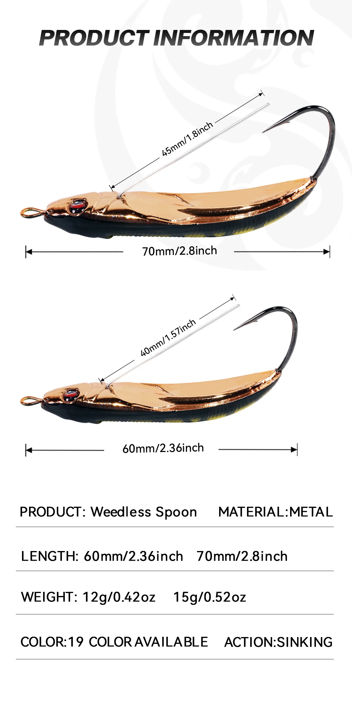 WATERBOY 60mm 12g 70mm 15g Weedless Spoon Fishing Lure Hard Bait OEM Factory