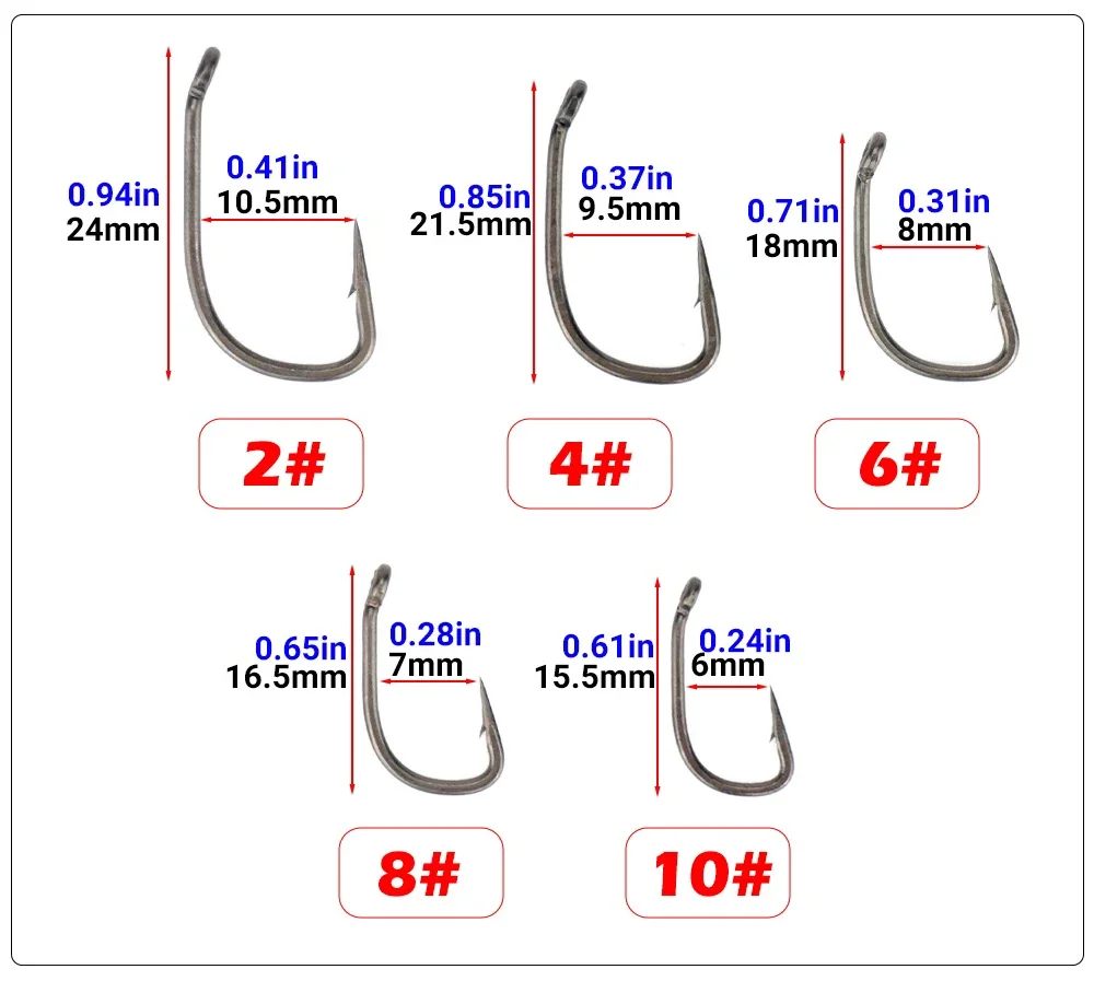 Hirisi 50pcs PTFE Coated High Carbon Stainless Steel Barbed Fish Hook With Eye 8027 Fishing Accessories Spliceable Plastic Box